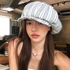 Y2k полосатые береты весна-лето художник шапки корейская восьмиугольная шляпа женская