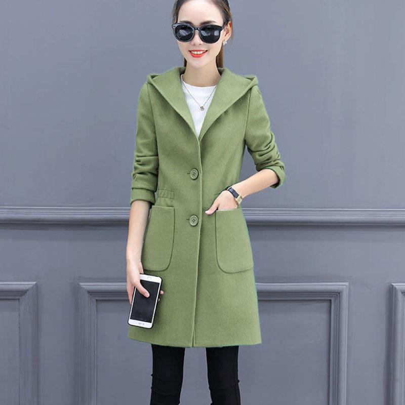 V-neck Slim Wool Jacket Women Casual Long Windbreaker Soft Comfortable Coat Boutique Parka Spring