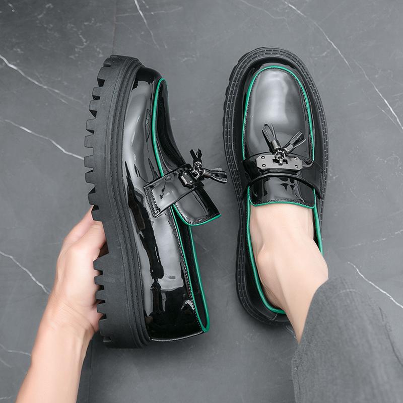 Men Loafers Black Platform Height Increase Thick Sole Shoes Formal Business Wedding Dress Prom Blazers Tuxedo Party Shoes Large Size