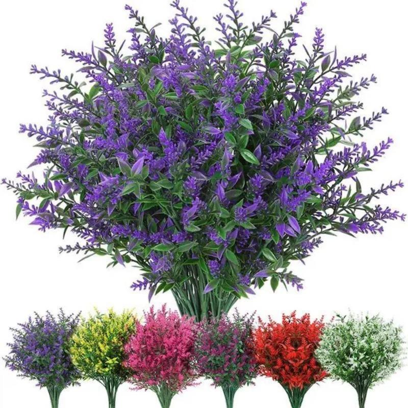 10PCS Artificial Lavender Flower, Outdoor Lavender Flower Plastic Plant, Artificial Flower Artificial Plant, Home Porch Home Decoration