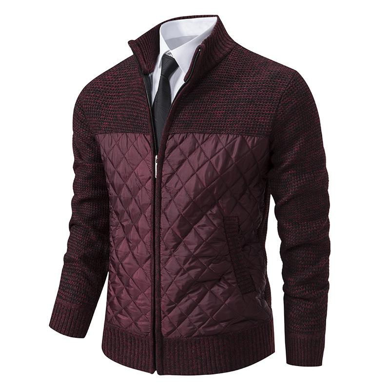 2026 new cotton thickened men's sweater jacket large size long sleeve zipper knitted jacket stand-up neck cardigan