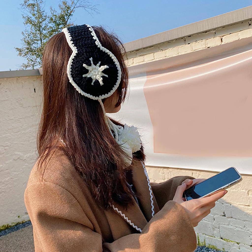 Вязаные наушники с ремешком для женщин, теплые наушники для согревания ушей, защитные от холода, пушистые накладки для ушей для фото на открытом воздухе, наушники