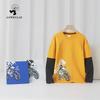Kids' Spring Cartoon Long-Sleeve T-Shirt - Korean Style Contrast Two-Piece Design for Boys
