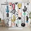 Cactus Plant Abstract Lines Cartoon Bathroom Painted Colorful Art Children Bathroom Decorative Shower Curtain