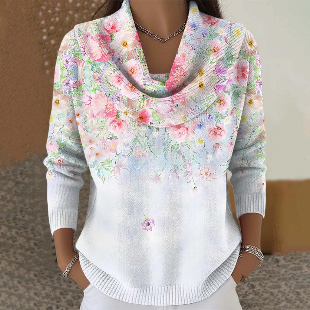 Женский повседневный и модный свитер с круглым вырезом, длинными рукавами и принтом
