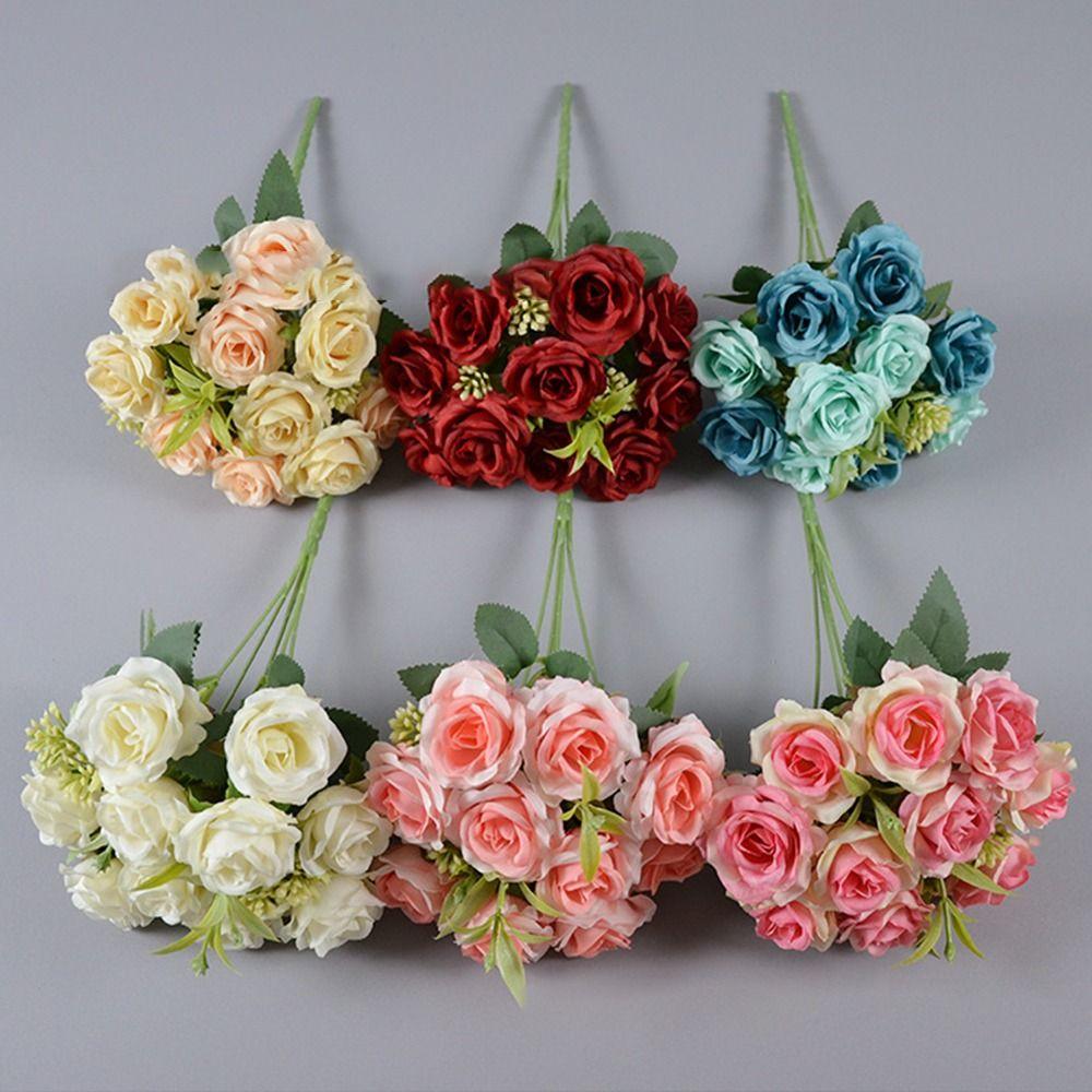 10 Heads Peony Fake Flowers Silk Artificial Flowers  Wedding Decoration Flowers