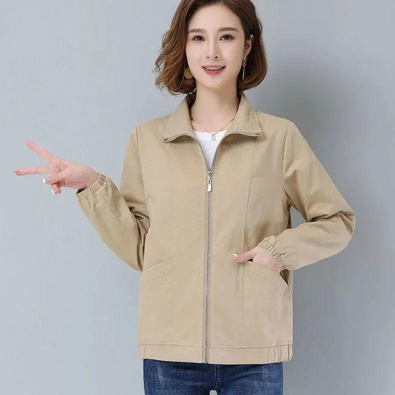 New Spring Autumn Trench Coat Women's Windbreaker Slim Stand-Collar Solid Outwear Ladies Short Casual Outwear Tops Lining