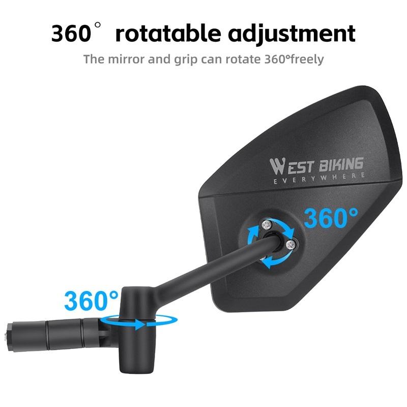 WEST BIKING HD Bicycle Rearview Mirror 360° Rotatable Back Sight Reflector Safety Clear Scooter MTB Road Bike Handlebar Mirrors