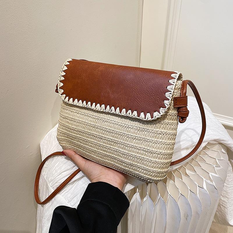 Повседневные соломенные сумки-седла через плечо женские летние сумки-мессенджеры из ротанга пляжные сумки