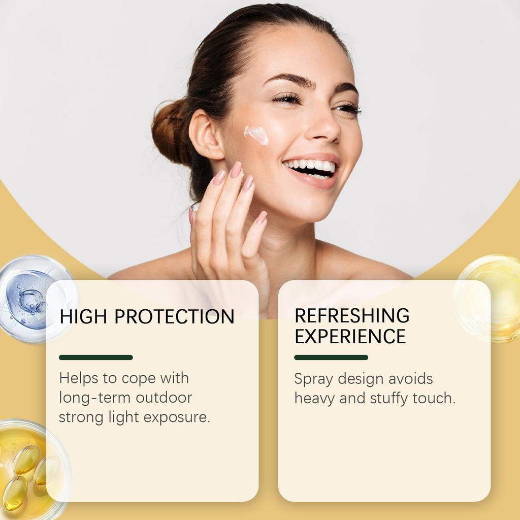 Солнцезащитный спрей для лица - Водостойкий фиксирующий спрей для макияжа, Стойкий фиксирующий спрей для макияжа, Финишный спрей для макияжа 100 мл