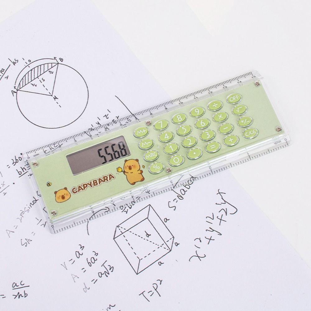 Mini Ruler Calculator Capybara Measuring Ruler Creative Straight Ruler School