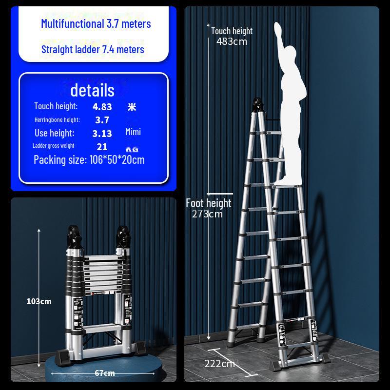 Многофункциональная складная телескопическая лестница из нержавеющей стали