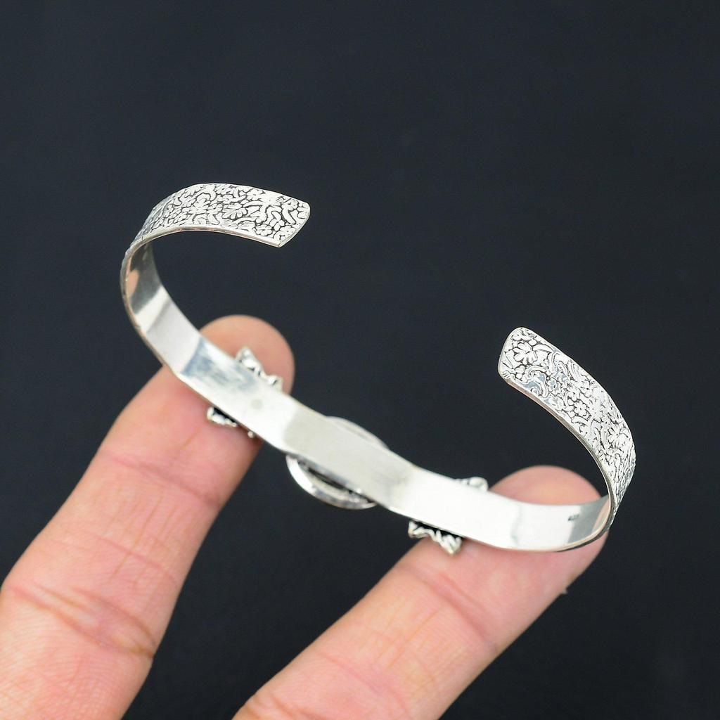 Halloween Deal 925 Sterling Silver Golden Rutile Gemstone Daughter Ethnic Bangle