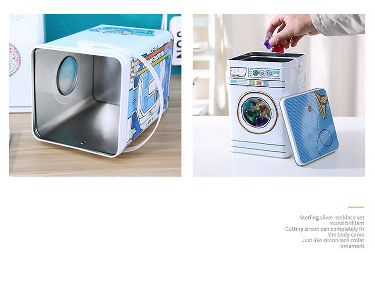 Большой жестяной ящик для хранения капсул для стирки - Органайзер в форме стиральной машины с ручкой