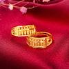 Vintage Vietnamese Sand Gold Abacus Open Ring Elegant Brass Gold Plated Jewelry Gift Women For