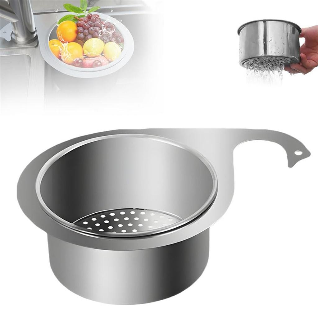 Multi-functional Basket,Stainless Steel Swan Sink Strainer Basket, Tap Hanging Filter Basket, Corner Sink Strainer