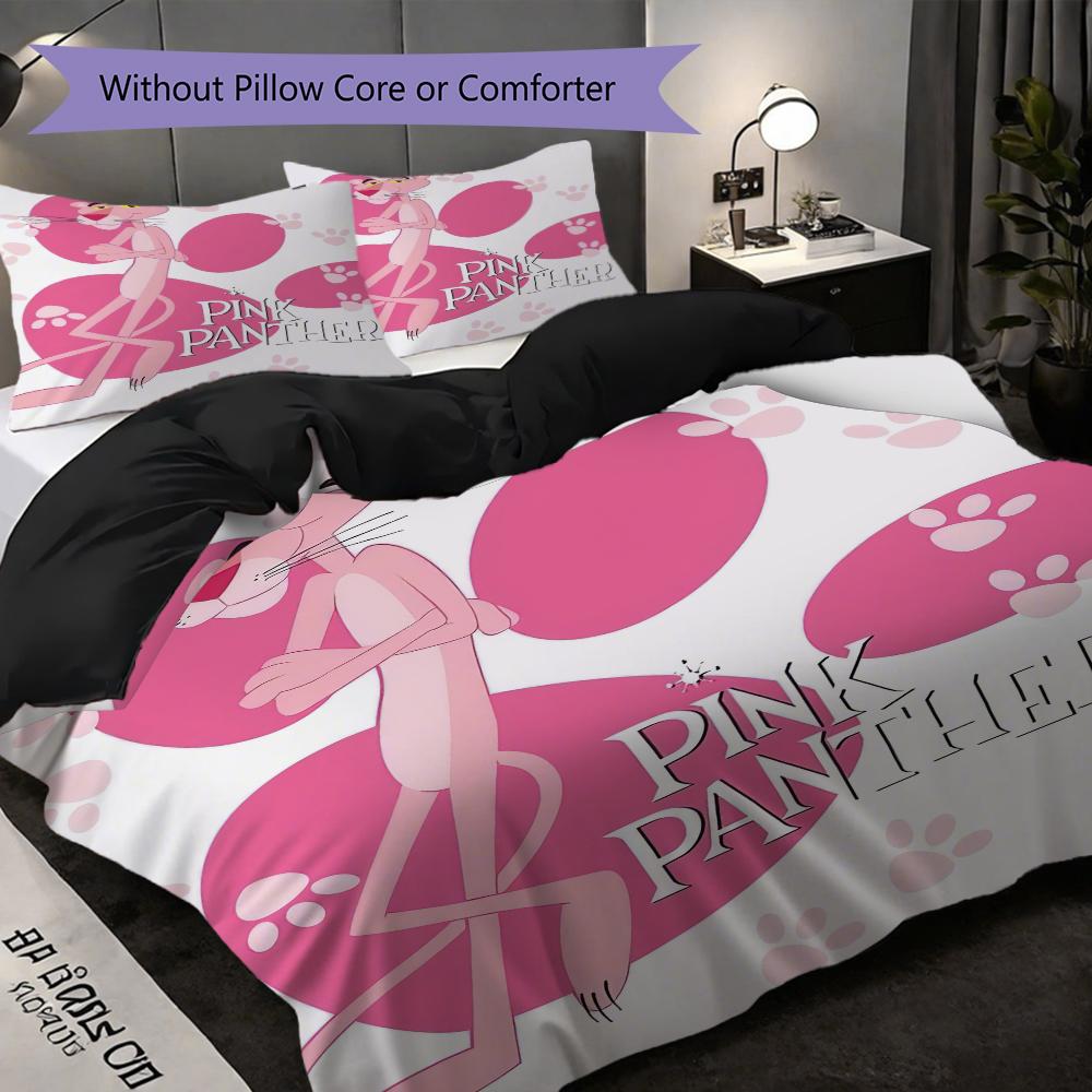 Pink Panther Door Bedding 1 Duvet Cover 2 Pillowcase Without Core Without Core Christmas Birthday Gift Soft And Comfortable Bedding Set