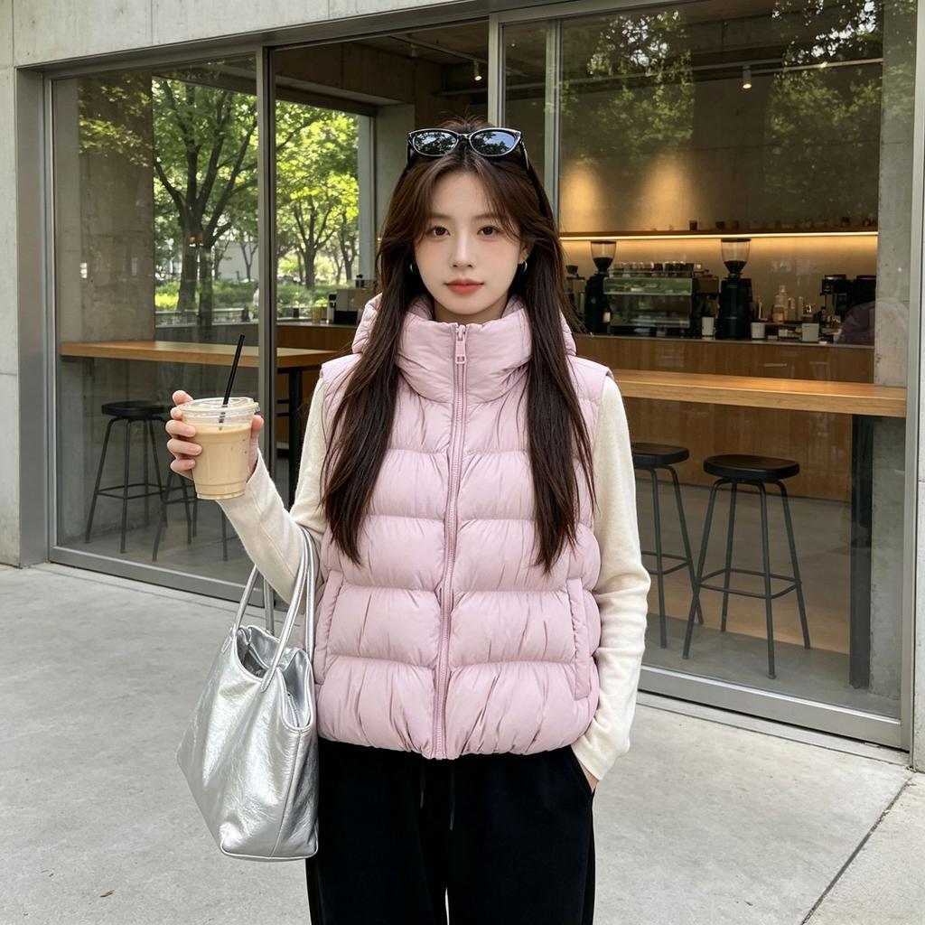 Autumn and winter vest new hooded cotton vest vest fashionable warm loose women's coat outside