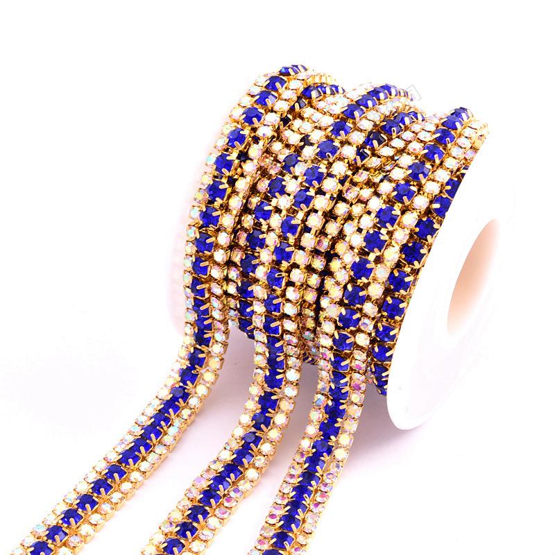 3 ряда из двух маленьких и одной большой золотой нижней цепочки с когтями, стразы, интенсивные декоративные аксессуары для одежды своими руками