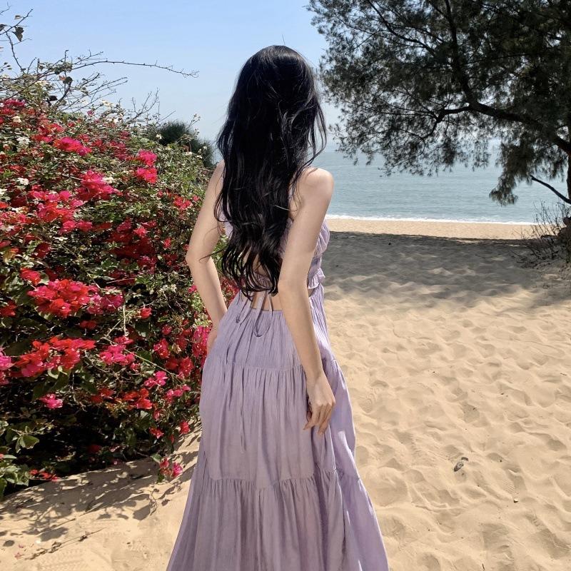 Летняя фея Праздничное платье Длинное платье с большой юбкой Открытая талия Французское платье с открытой спиной