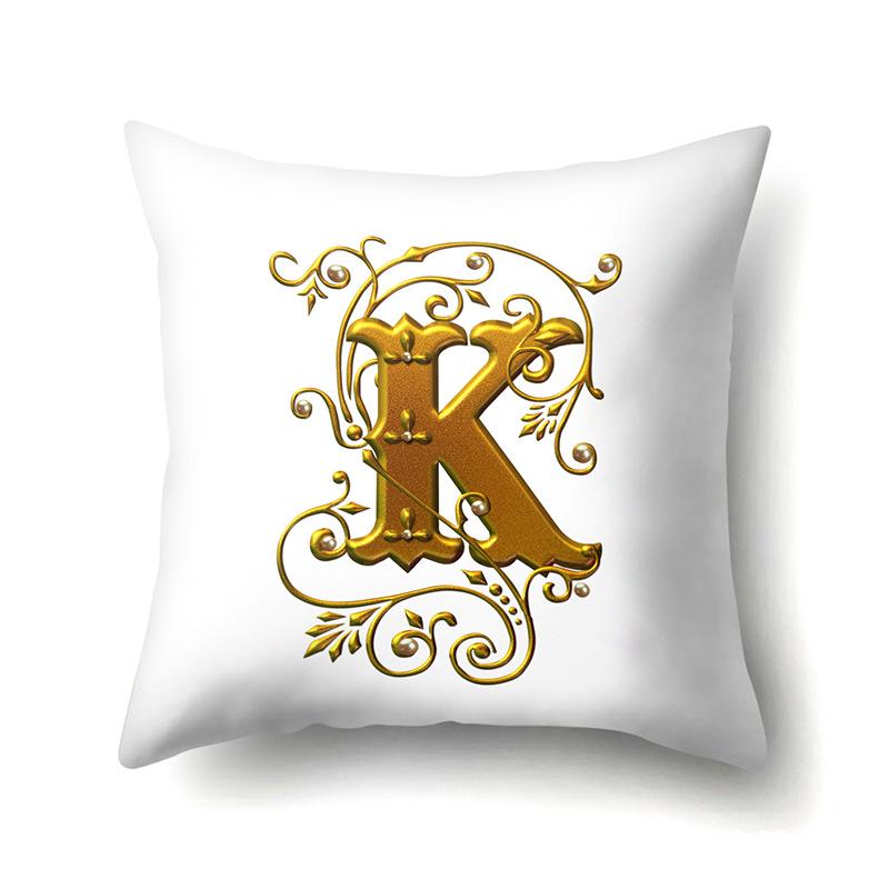 Полиэстеровая наволочка Автомобильное украшение Дом 26 английских букв Принт Автомобильная поясничная подушка Наволочка