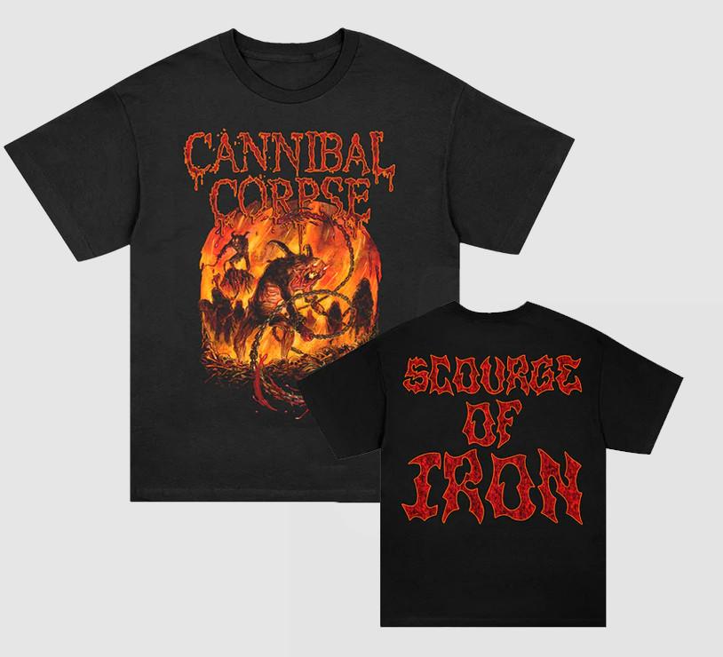 Футболка группы Cannibal Corpse Scourge Of Iron Черная Унисекс Полный Размер WA648 Унисекс Футболка