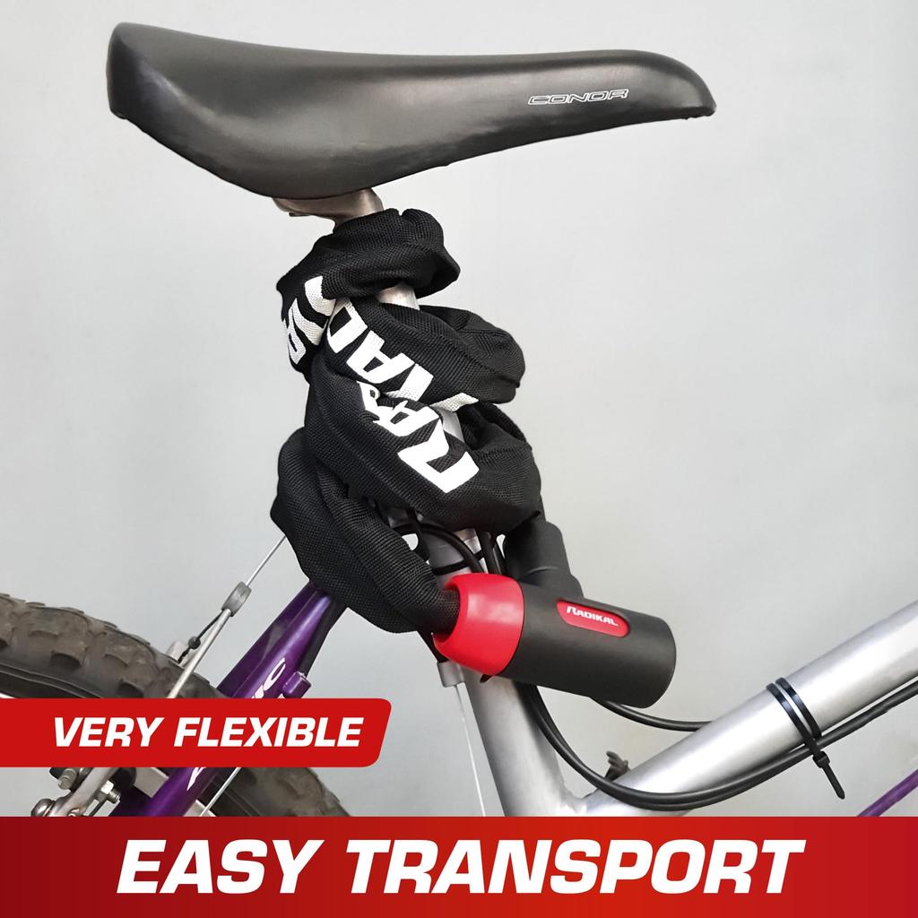 RADIKAL RKX120 Bicycle Chain for Motorcycles and 8mm Reinforced 120cm Universal Garage Anchor for Electric Scooters and Bikes Lock, Anti-Theft