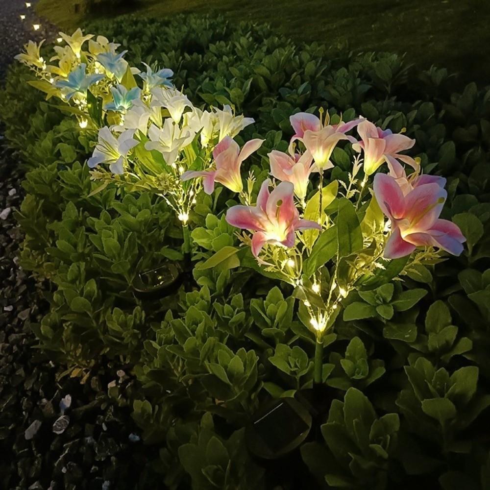 7 Heads Solar Lily Light Solar-Powered Garden Pathway Light New Outdoor Solar Lamp  Home Garden
