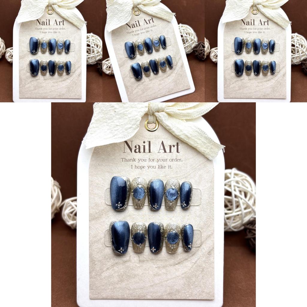 Потрясающий синий маникюрный набор «кошачий глаз» в комплекте с инструментами