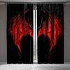 2pcs Gothic Red Bat Pattern Curtains   Semi-Transparent Polyester Drapes with Intricate Black Design for Bedroom & Living Room De
