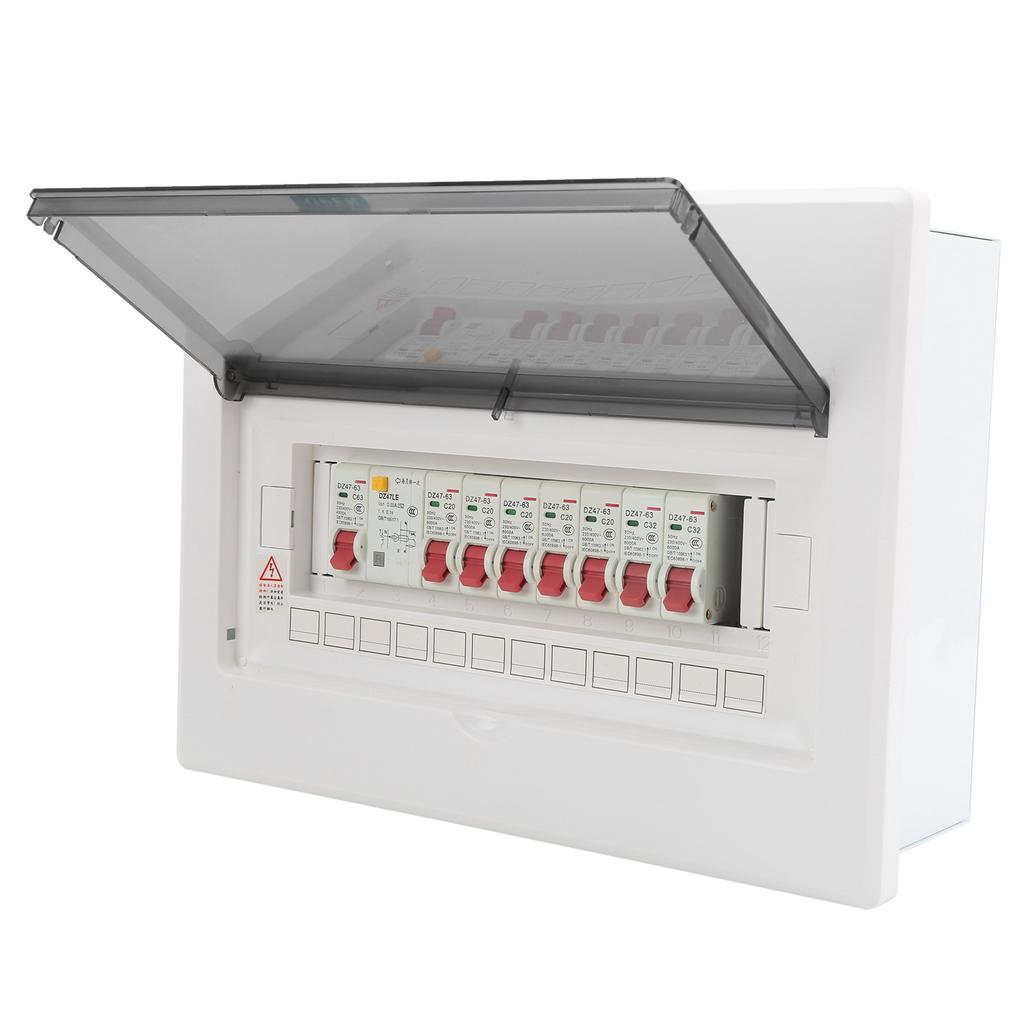Electric Lighting Distribution Box 7-Way Plastic with 1P Leak  Switch 63A