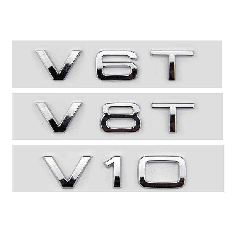 2pcs Car Styling ABS V6T V8T V10 Letter Emblem Tail Trunk Fender Side Badge Sticker For Q1 A4 A3 A5 A6 Q3 Q5 Q7 S6 Accessories