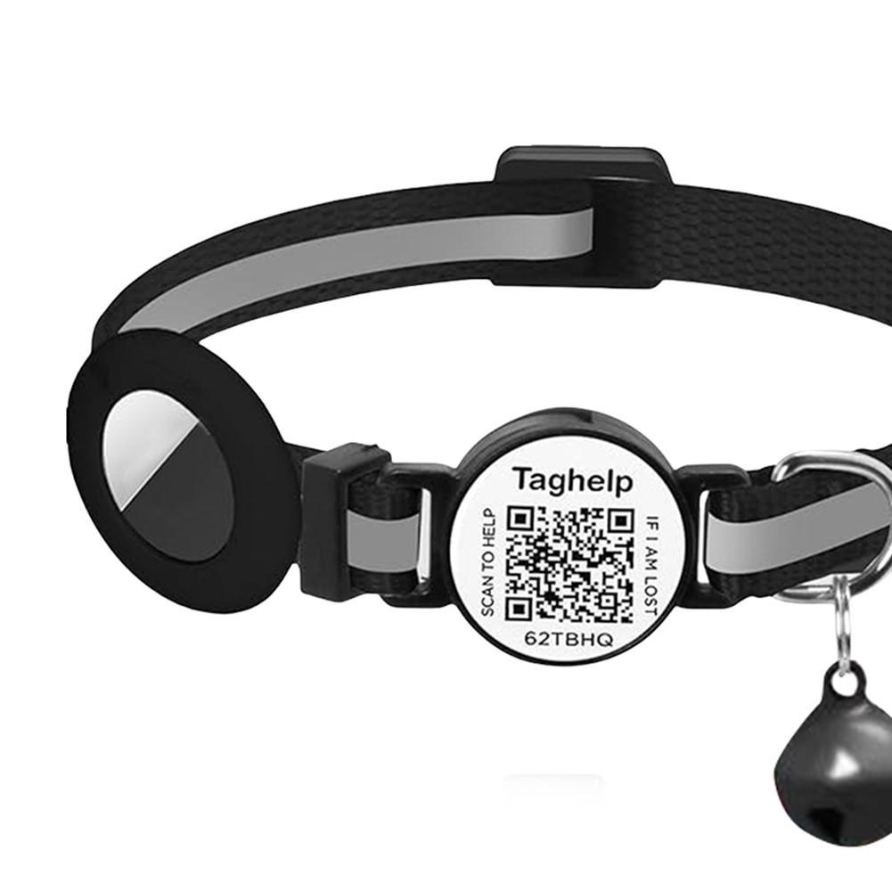 Для Airtag Ошейник для кошки Отрывной ошейник для котенка с QR-кодом Биркой с именем и Колокольчиком Идентификационная бирка для питомца Быстросъемный трекер Ошейники для кошек