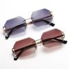 1pc Retro Rimless Polygonal Sunglasses Fashion Square Cutting Lens Sun Glasses UV400 Protection Frameless Shades for Women & Men