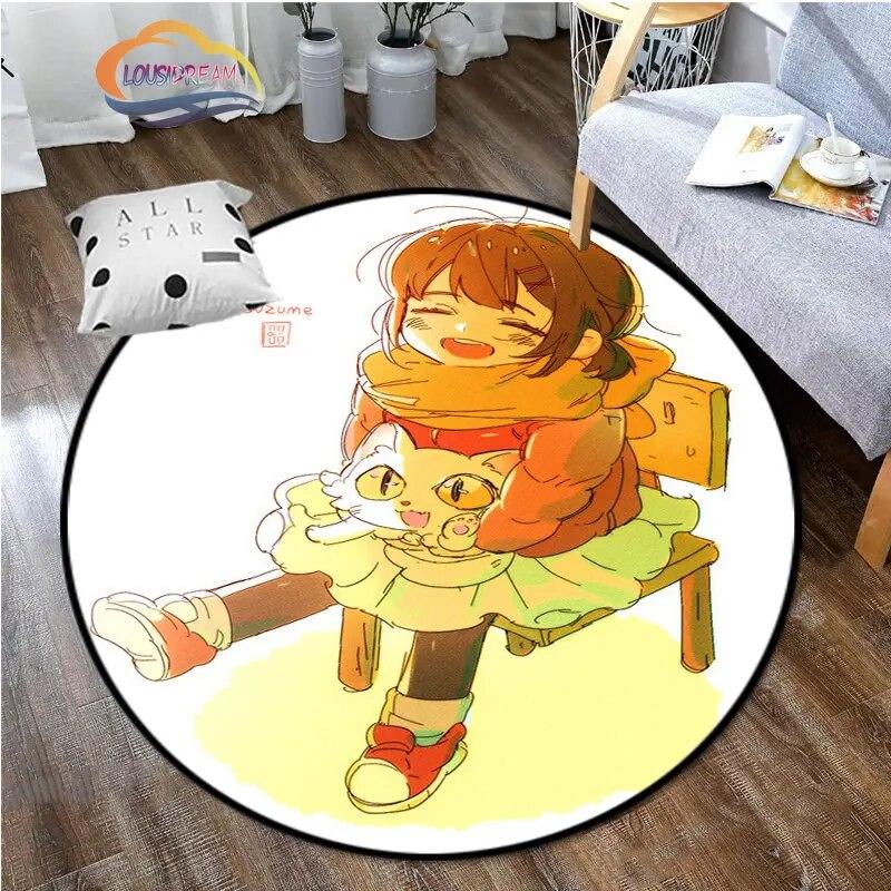 Круглый ковер с рисунком аниме Suzume, декоративный круглый коврик с 3D принтом для детей или девочек, коврик для спальни, гостиной