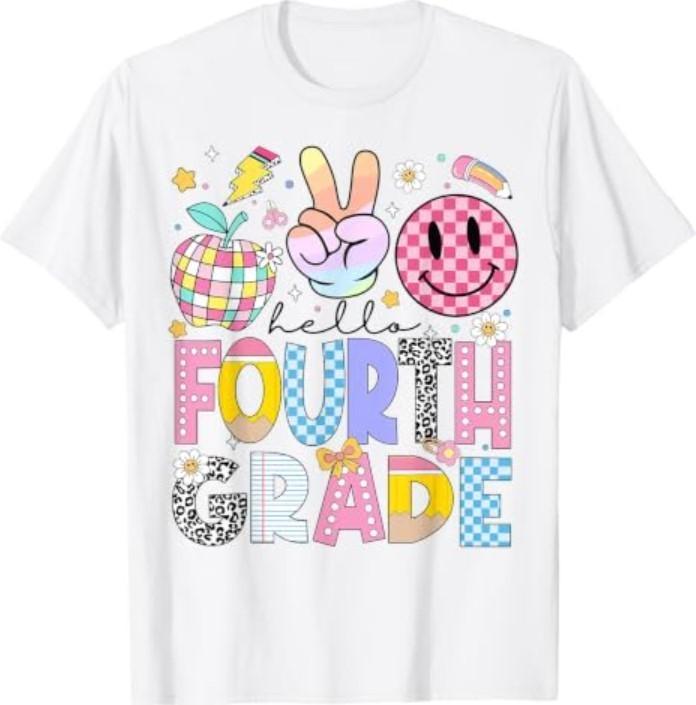 Hello 4th Grade Student Teacher Back to School Fourth Grade T-Shirt