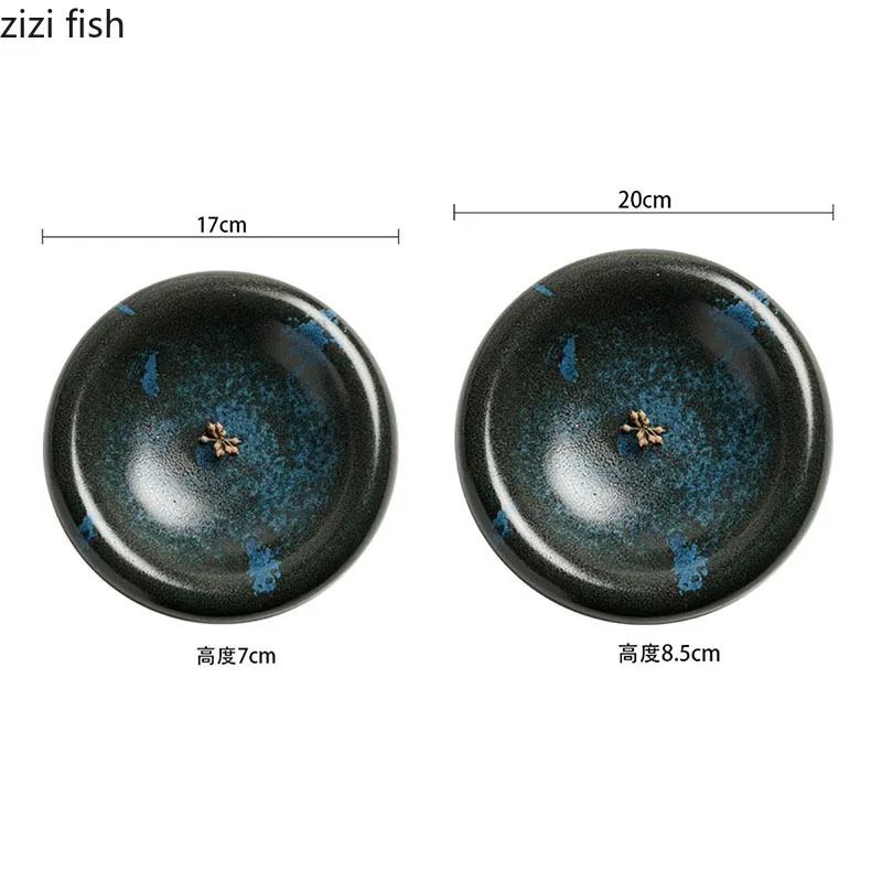 Vintage Ceramic Double-layer Plate Creative Dessert Dim Sum Plate Thick Soup Plate Snack Plates Artistic Conception Tableware