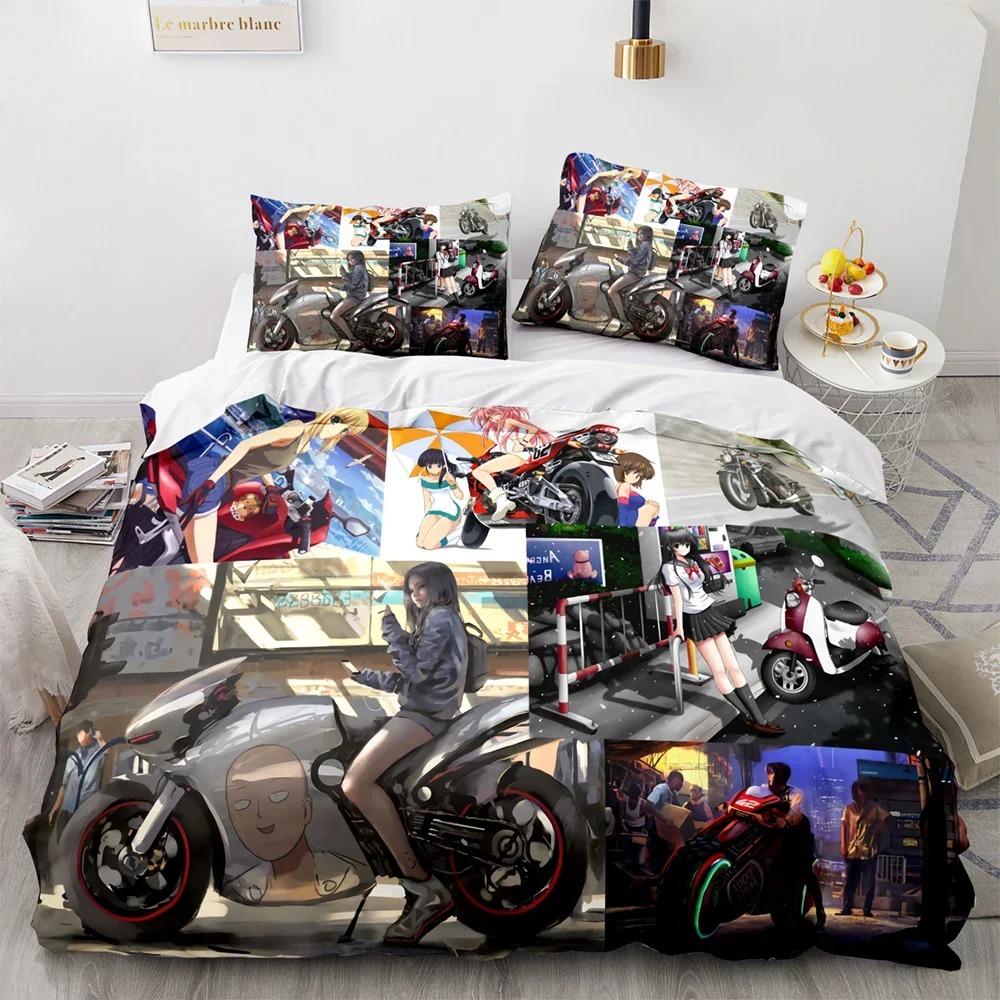 3D Печать Новый Классический Мотоцикл Комплект Постельного Белья, Пододеяльник Одеяло Комплект Постельного Белья Чехол для Одеяла Наволочка, Размер King Queen Twin Мальчики Девочки