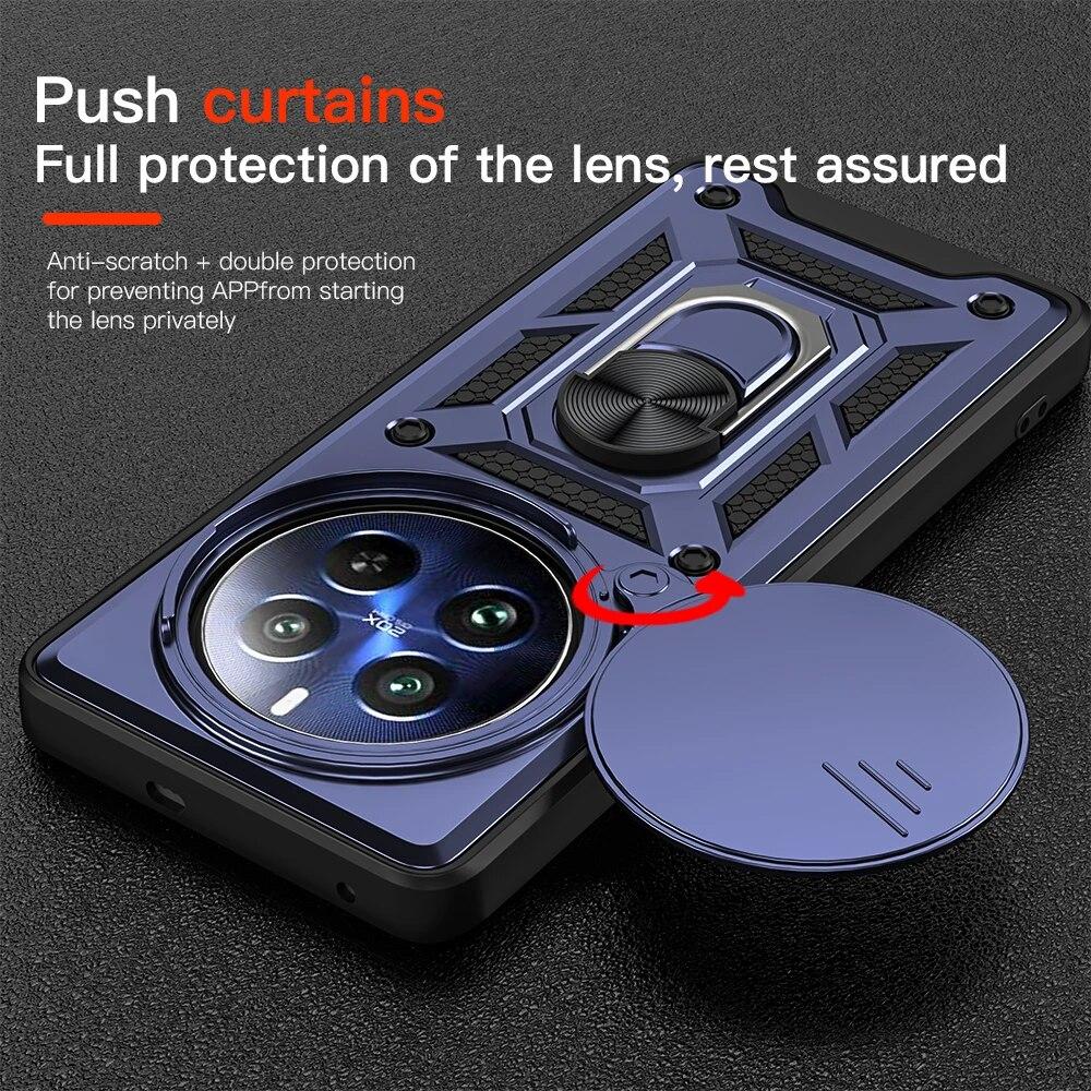 KEYSION Противоударный защитный чехол для Realme 12 Pro + 12 5G, защитное кольцо для слайдера, подставка для телефона, задняя крышка для OPPO Realme 12 5G