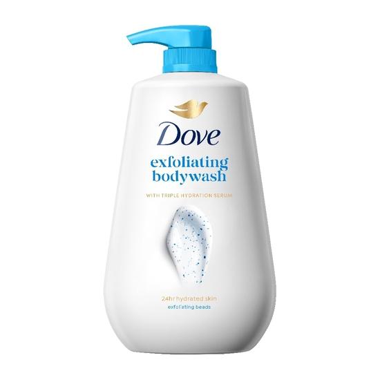 DOVE Отшелушивающий гель для душа с сывороткой тройного увлажнения, 825 мл