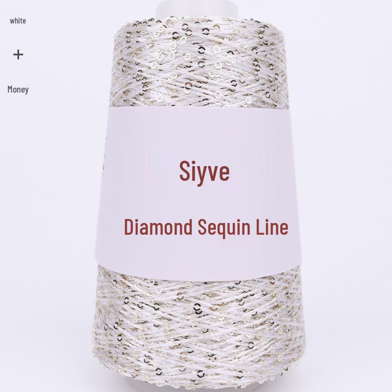 Пряжа с пайетками Siyue 2 мм - шерстяная пряжа ручной работы для проектов своими руками (100г)