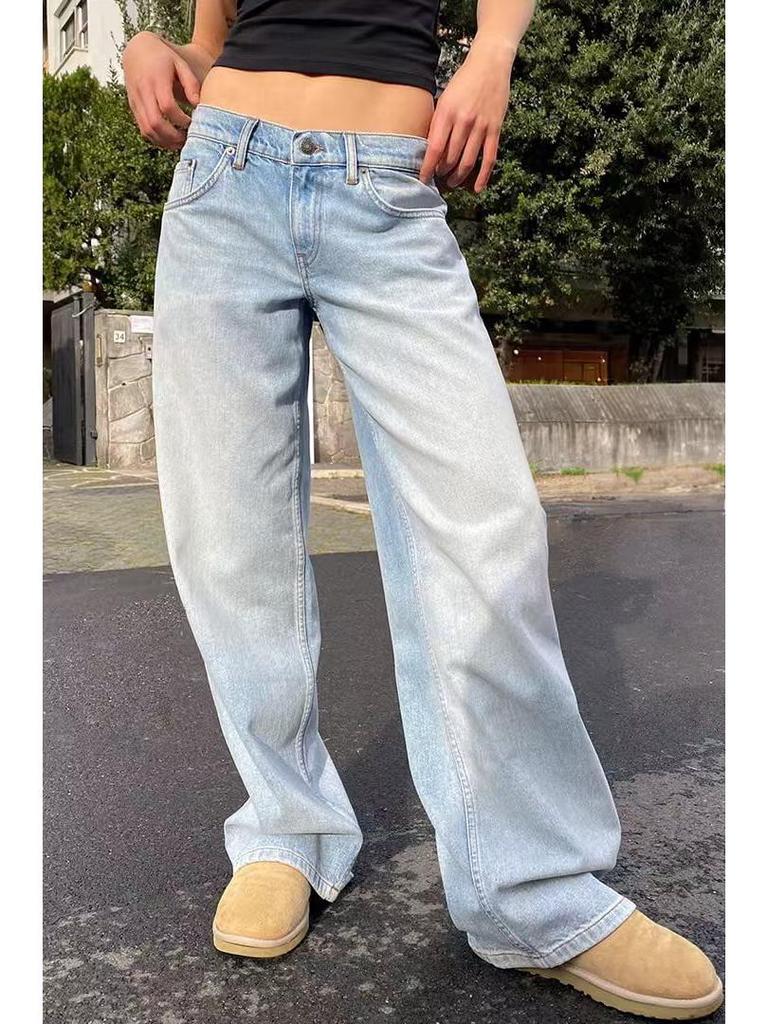 European & American Washed High Waist Wide Leg Jeans