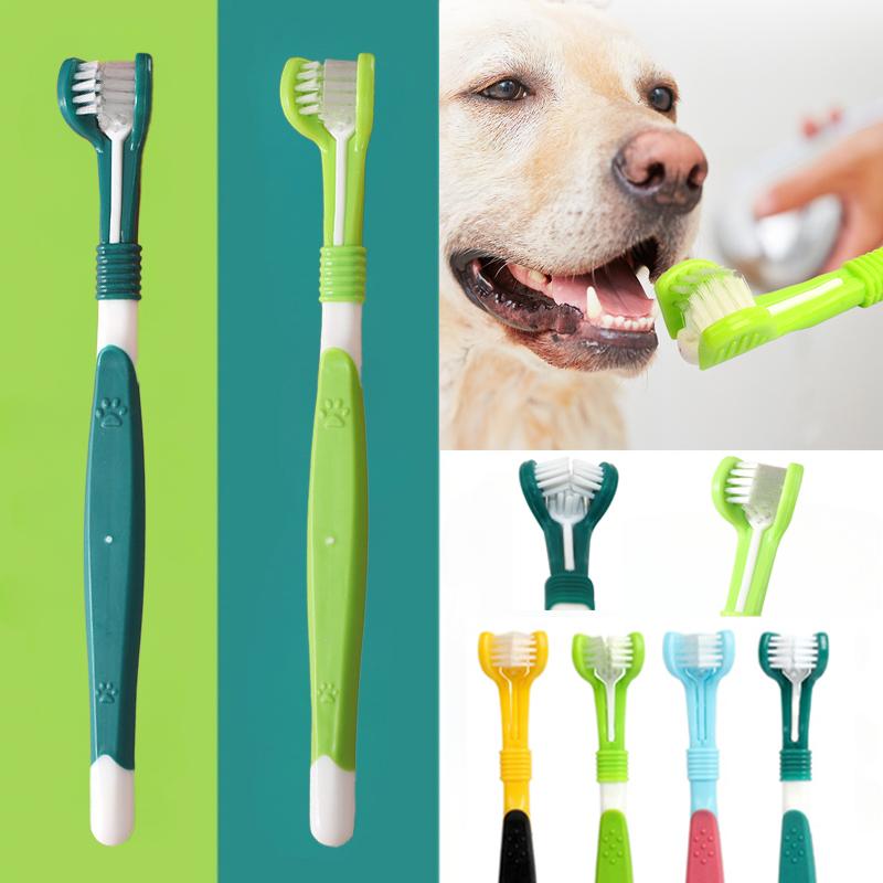 1Pcs Pet Toothbrush 3-Sided Dog Plastic Toothbrush Cat Dog Oral Cleaning Products Puppy Kitten Teeth Cleaning Tool