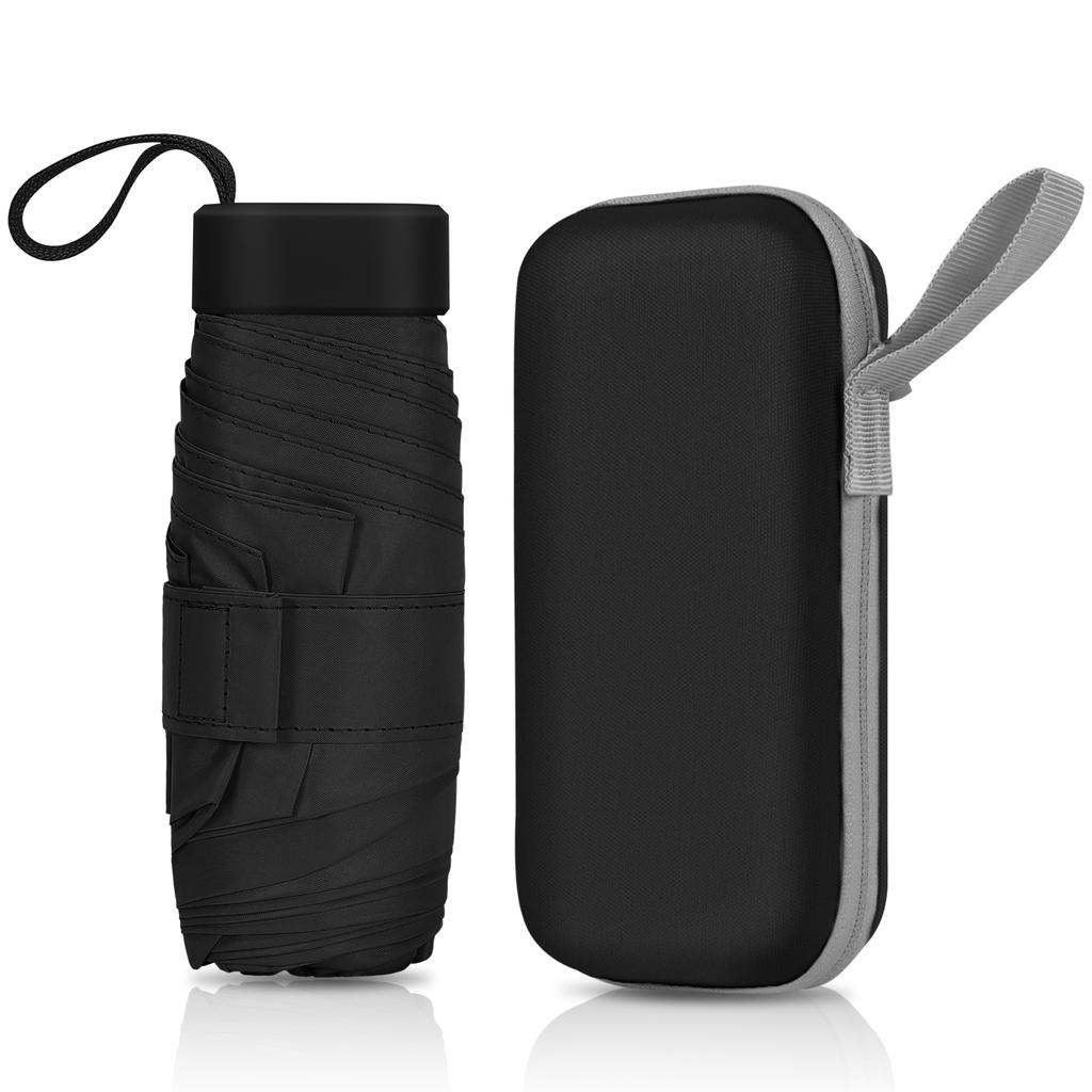 Mini Capsule Umbrella 6 Folding Windproof UV Protection Travel Folding Umbrella Small and Portable Solid Color Pocket Sunshade