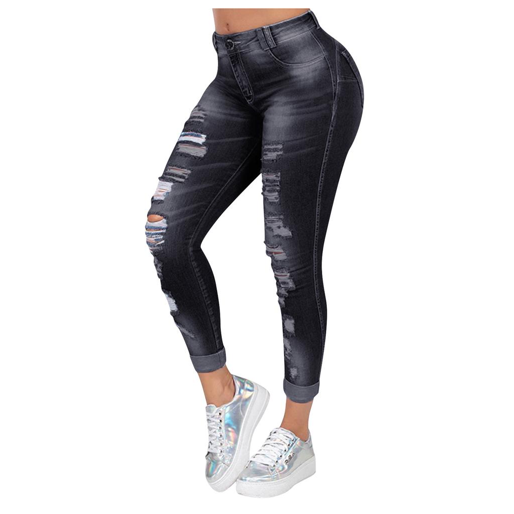 Женские модные джинсы Повседневные джинсы Slim Fit Женские рваные джинсы с бахромой