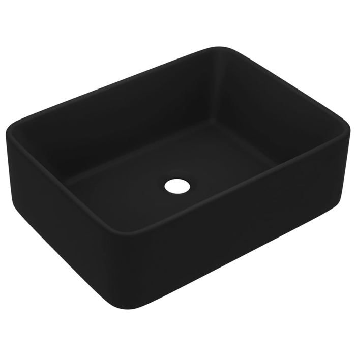 VidaXL Lavabo de Luxe Vasque à Poser de Toilette Lave-mains de Salle de Bain Salle Cosmétique Rectangulaire Noir Mat 147052