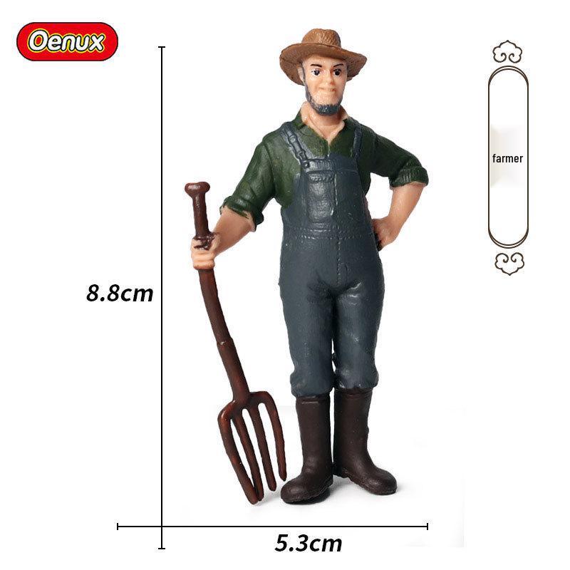 Plastic Farm Figures: Farmer, Woman, Ranch Worker, Police