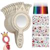 Wood Mirror Shaped Handheld Mirrors Unfinished Wood For Painting 19.50X8.50X0.20CM 1 Set