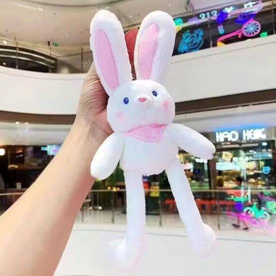 Пасхальная игрушка-кролик-выдвижной кролик 11,4 дюйма, плюшевый брелок в виде кролика, забавная выдвижная подвеска в виде кролика, интерактивная красочная мягкая игрушка для дней рождения