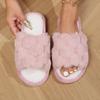 Fashion Faux Rabbit Fur House Slippers for Women Soft Sole Open Toe Home Cotton Shoes Woman Lightweight Warm Fluffy Indoor Slippers 2025